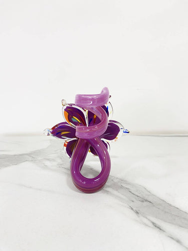 Violetti kynttilänjalka Murano-lasia | 13 x 13 x 13 cm | Fiore