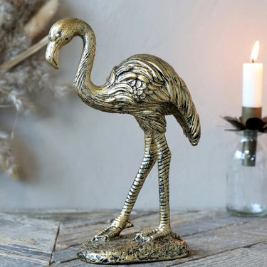 Flamingo H20/L14.5/W6.5 cm antique brass