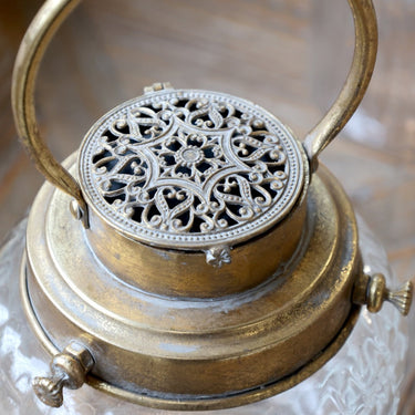 Antiikkimessingin sävyinen tallilyhty polttimolla | Ø15 x 17 cm | French Stable Lantern