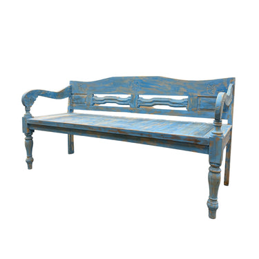 Antiikkisininen puinen sohva tiikkiä | 175 x 68 x 89 cm | Vintage-Vintage by Sasu's-Sasu’s sisustus- ja huonekaluliike