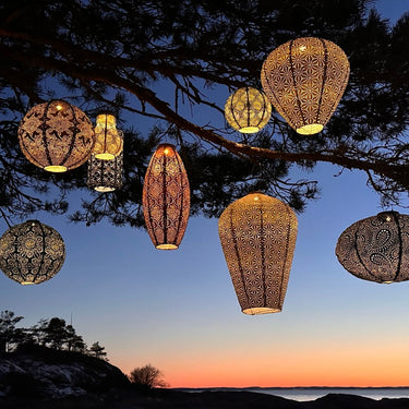 Musta aurinkokennolyhty |  Ø30 x 28,9 cm | Ikat Round