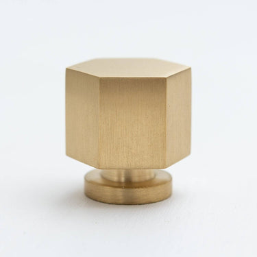 Messinkinen kuusikulmainen nuppivedin | Mattamessinki | Ø2,5 x 2,9 cm | Hexagonal