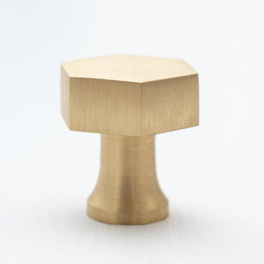 Brass hexagonal knob pull | Matte brass | Ø2.5 x 2.9 cm | Hexagonal