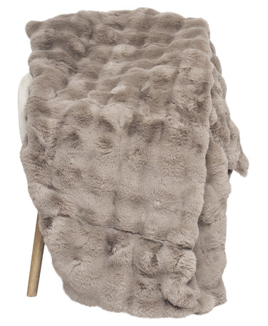 Harmaanruskea (taupe) keinoturkkinen torkkupeitto | 220 x 140cm | Misty