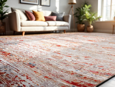Grey 1 cm thick rug made of recycled polyester | Antiquarian Ushak Galata Sunset
