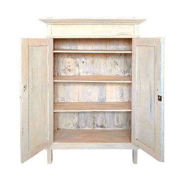 Kaappi tiikkiä luonnonvalkoinen | 122 x 49 x 170 cm | Vintage