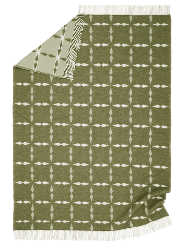 Kaksipuoleinen villapeitto vihreäsävyinen | 180 x 130 cm | Tile
