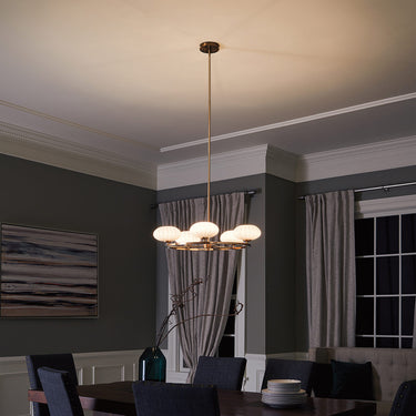 Chandelier matte gold | For bathroom | ⌀71.1 x 26.8 cm - 103.2 cm | Pim | (IP44)