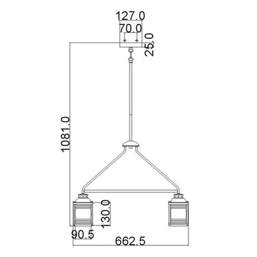 Chandelier black-gray | Outdoor | ⌀62.5 x 62.4 cm - 147.3 cm | Ashland Bay | (IP44)