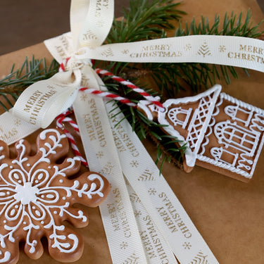 Ribbon w. Merry Christmas L5 m/W1.5 cm cream