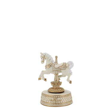 Kermanvärinen joulusoittorasia hevosella | 12 x 11 x 17,5 cm | Noël