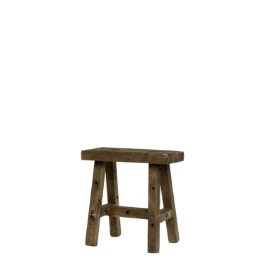 Kierrätyspuinen jakkara | 40 x 27 x 41 cm