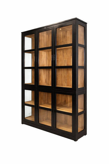 Recycled Teak Black Display Cabinet | 140 x 35 x 220 cm | Sicily