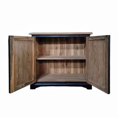 Recycled teak black sideboard with two wooden doors | 90 x 40 x 80 cm | Tames