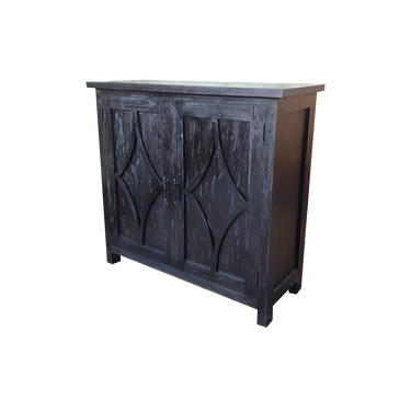 Recycled Teak Black Sideboard with Wooden Doors | 100 x 39 x 94 cm | Verona