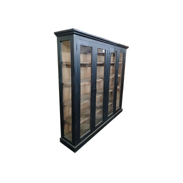 Reclaimed Teak Black Glass Display Cabinet | 160 x 35 x 155 cm | Taranto