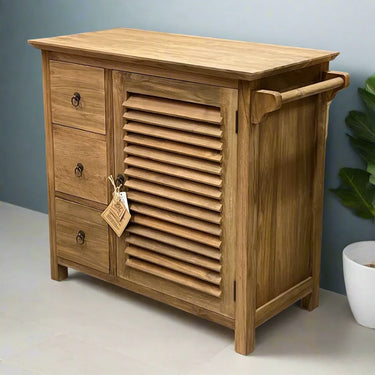 Kierrätystiikkinen puunvärinen kylpyhuoneen kaapisto| 90x45x85cm | Marsala-Design by Sasu's-Sasu’s sisustus- ja huonekaluliike