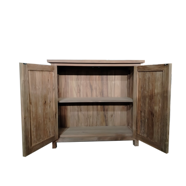 Recycled Teak Wood-Colored Sideboard with Wooden Doors | 100 x 39 x 94 cm | Verona