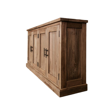 Recycled teak-colored sideboard with solid doors | 156 x 33.5 x 75 cm | Taranto