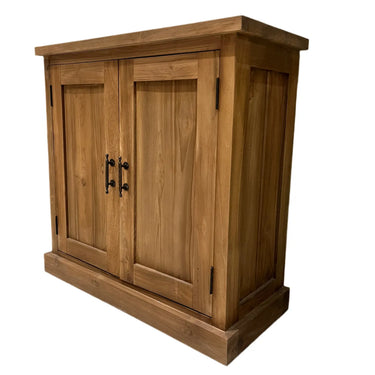 Reclaimed teak wood-colored sideboard with solid doors | 76 x 33 x 76 cm | Taranto
