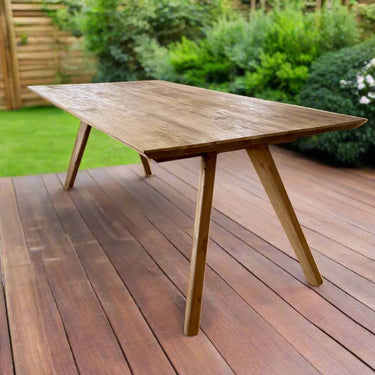 Recycled Teak Dining Table with Wooden Legs | Multiple Sizes | Bari