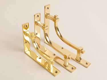 Brass shelf bracket | Polished brass | 20.5 x 15.5 cm | Industrial