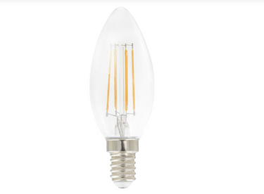 Clear candle-shaped E14 filament LED bulb ⌀3.5cm | 2700K, 470lm | 3-STEP DIM