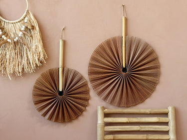Fan bamboo for deco H53/D42 cm caramel