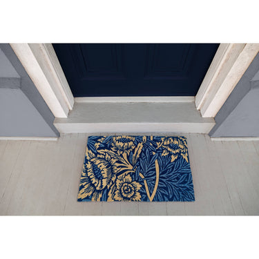 Blue-brown coir doormat | Two sizes | Morris &amp; Co. Tulip and Willow