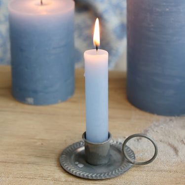 Macon Short Dinner Candle rustic 4 h H11/D2 cm sky blue