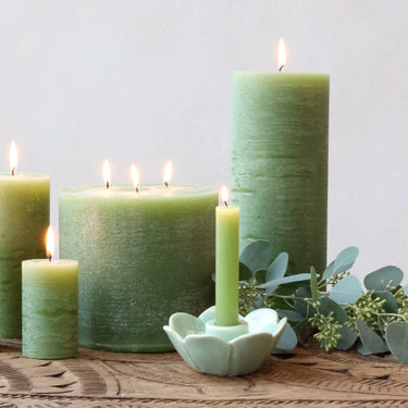 Macon Short Dinner Candle rustic 4 h H11/D2 cm forrest green