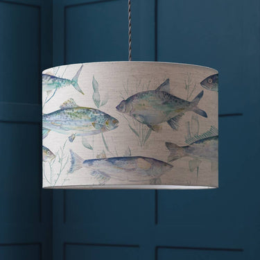 Lampshade for table and ceiling lamp blue-white | ∅40 x 25cm | Ives Waters