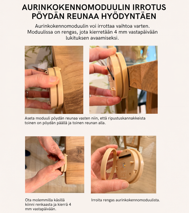 Lisävaruste: Paristokäyttöinen valomoduuli Lumiz-lyhtyihin (sytyttää lyhdyn valon ilman aurinkoa)