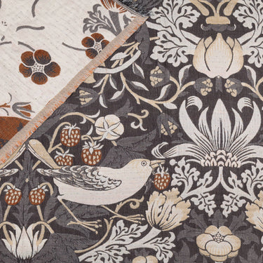 Grey-beige cotton-viscose blanket | 130 x 170 cm | William Morris Strawberry Thief collection