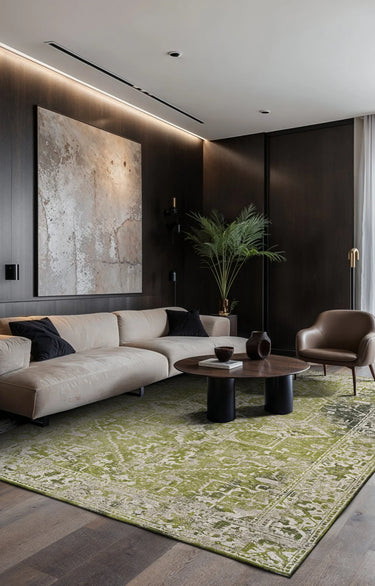 Recycled polyester rug | Antiquarian Tabriz Olive Wood