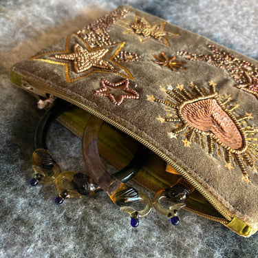 Meikkipussi samettia khaki | 20 x 15 x 2 cm