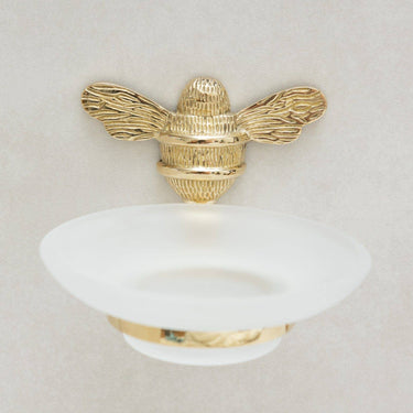 Brass soap holder | Polished brass | 11 x 14 x 7 cm | Bee