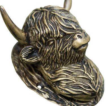 Brass Highland Cow Door Knocker | Antique Brass | Highland Cow