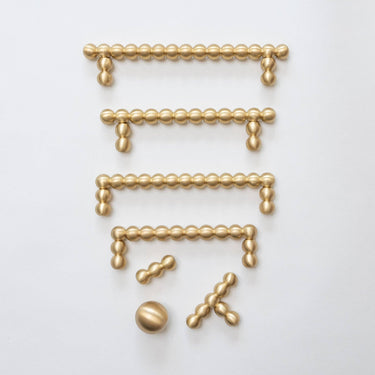 Brass beaded thread puller | Matt brass | 14.3 x 4 cm