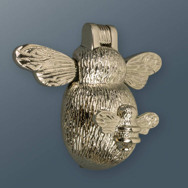 Messinkinen kahden mehiläisen ovikolkutin | Nikkeli | 12,5 x 4,2 x 10 cm | Brass Bee and Mini Bee
