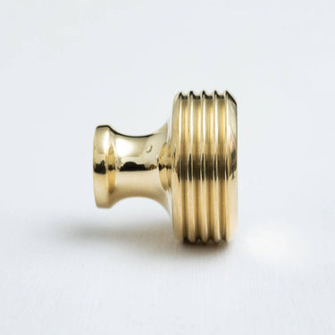 Brass Knob Pull | Polished Brass | Ø 3.5 x 3.2 cm | Reeded Design
