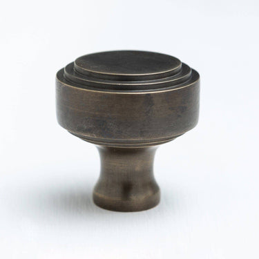 Brass Stepped Knob Pull | Antique Brass | Ø 3 x 3 cm | Stepped Design