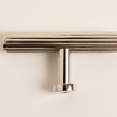 Modern knurled t-handle brass | Nickel | Ø1.2 x 3.5 x 6.6 cm | Knurled