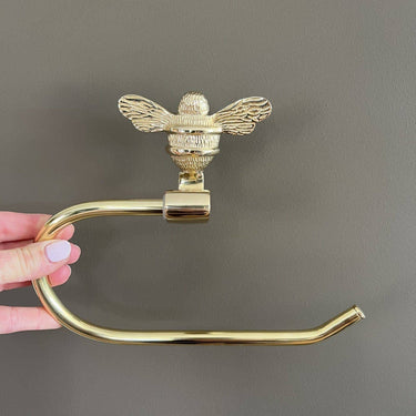 Brass toilet paper holder for the wall | Polished brass | 20.5 x 6 x 16 cm | Bee