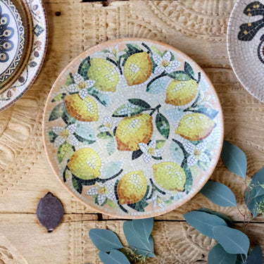 Mosaiikkikuvioinen lautanen keltasävyinen | ⌀26,5 cm | Lemons
