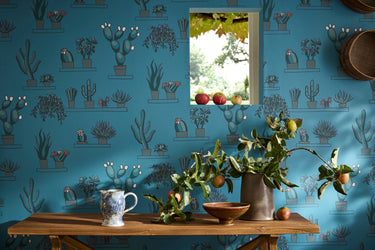 Mr Straw's Greenhouse Air Force Blue | non-woven tapetti | In the Garden