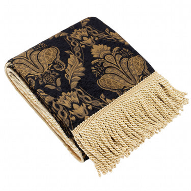 Musta-kultainen jacquard-kudottu torkkupeitto | 130 x 170 cm | Shiraz