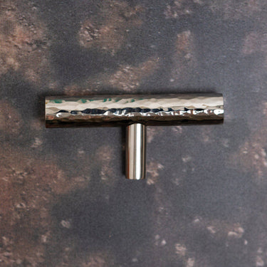 Brass hammered t-handle | Nickel | Hammered