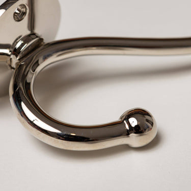 Nickel-tone brass coat hook | 5.3 x 7.9 x 14.7 cm