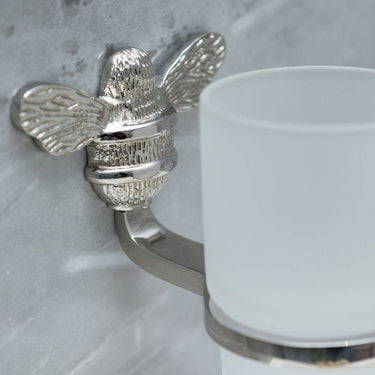 Brass toothbrush holder | Nickel | 11 x 11 x 9.5 cm | Bee